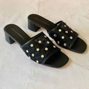 Loeffler Randall Brooke Crystal Mesh Mules Black US8 NEW